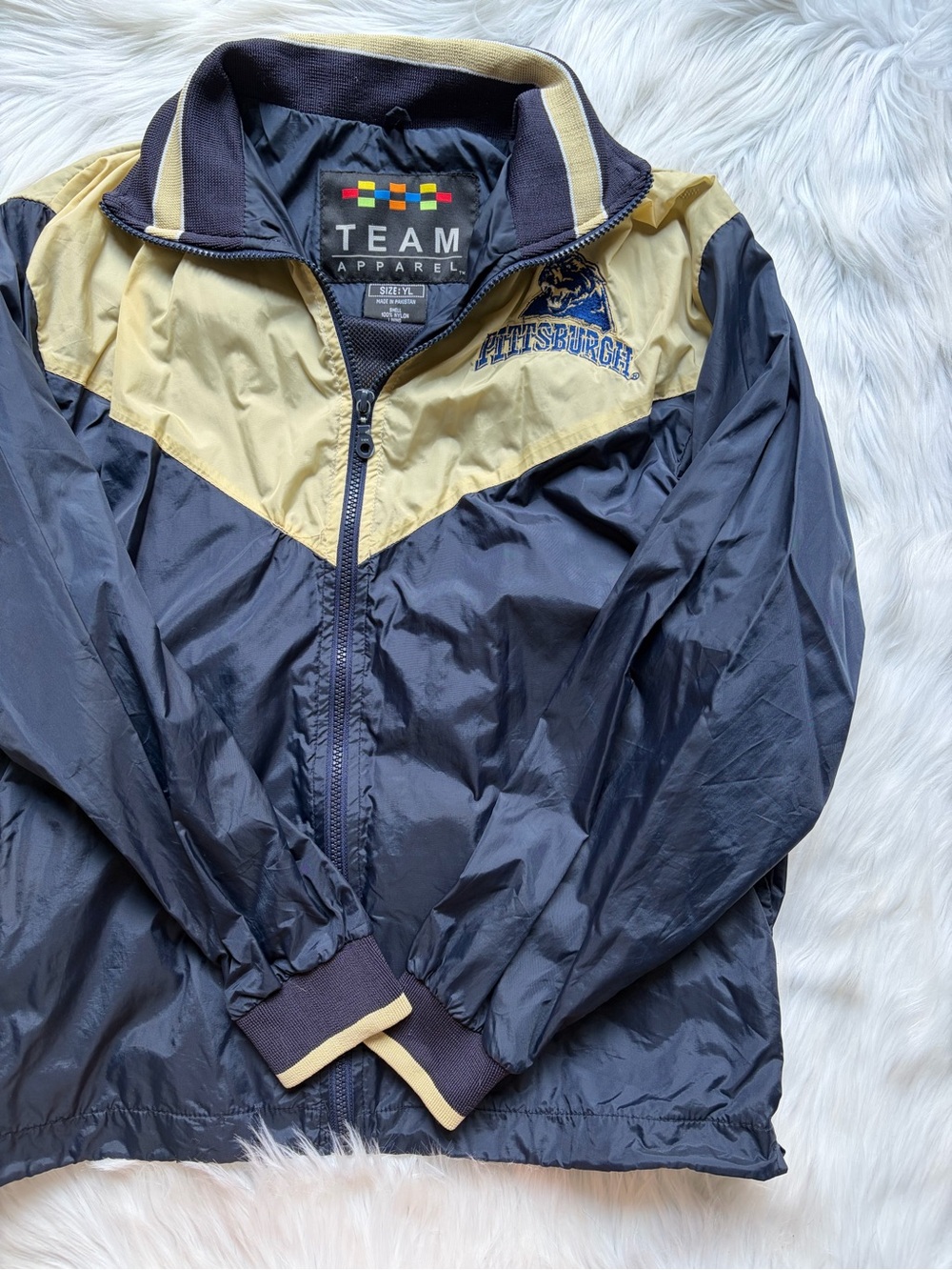 Pittsburgh Pitt Panthers Windbreaker Jacket Youth Large Team Apparel Navy